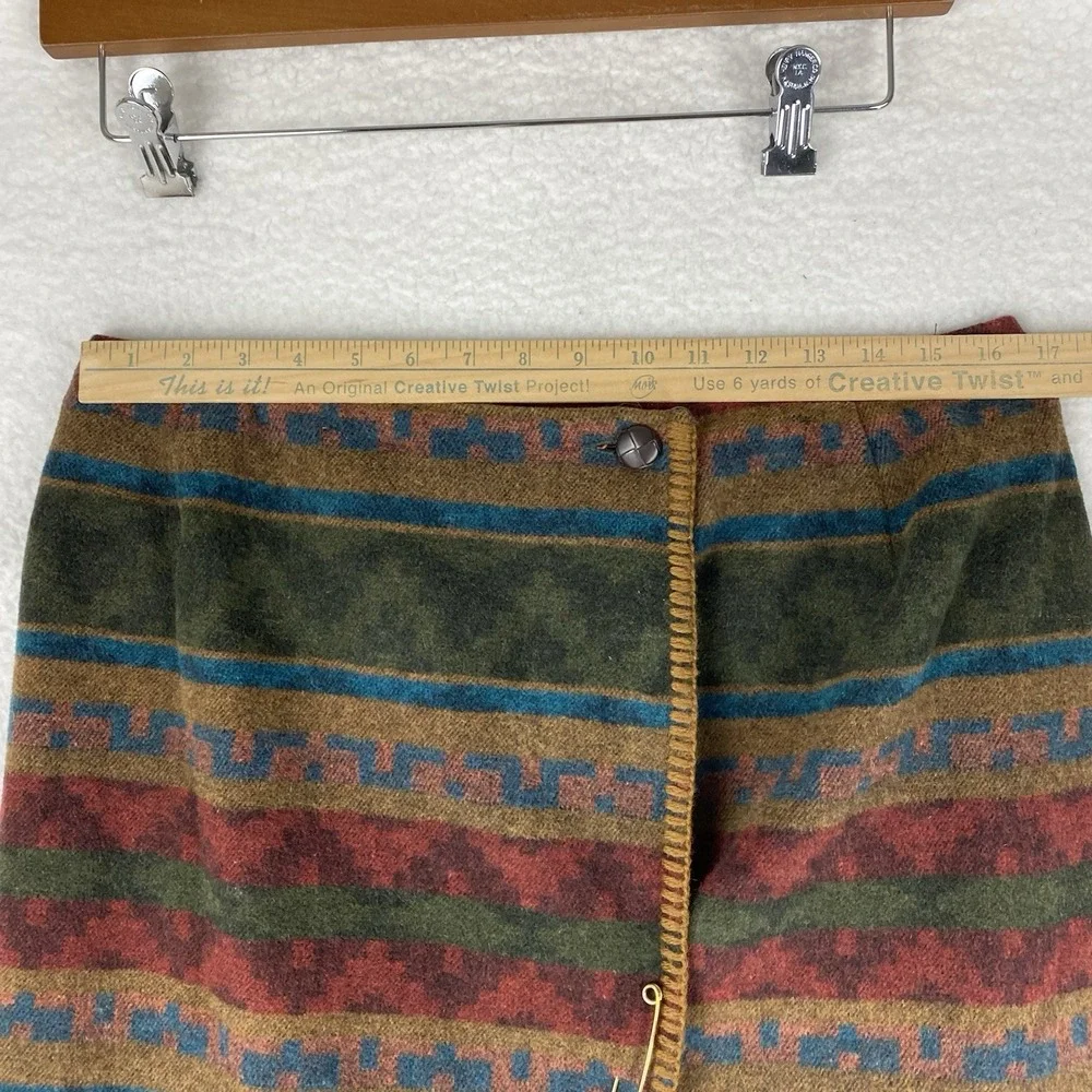 Vtg Field Gear Skirt Women 14 Green Wrap Blanket Wool Blend Southwest Earth Tone